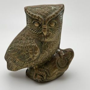 Vintage Brass Owl Bird Figurine MCM Boho